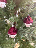 Handmade Velvet Toadstool Christmas Tree Ornaments Set of 6