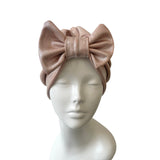 Pale Pink and Silver Bow Hair Turban