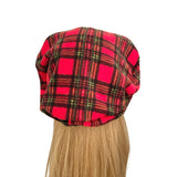 Red Tartan Retro Beret Hat for Women