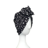 Black and White Elegant Droplet Retro Turban Head Wrap