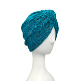 Teal Blue Lace Turban Hat Head Wrap Head Covering