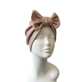 Pale Pink and Silver Bow Hair Turban