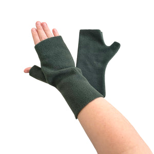 Dark green fingerless wrist warmer gloves