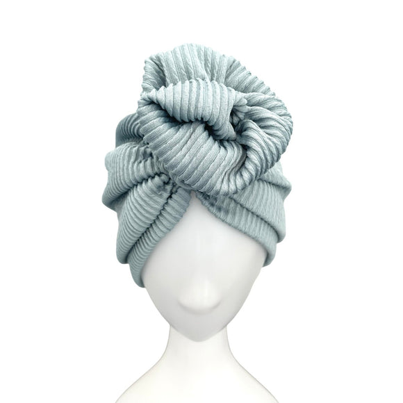 Chunky Rosette Ribbed Jersey Turban Hat
