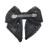 Black sequin hair bow barrette clip for women