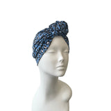 Blue Chain Knot Cheetah Print Turban