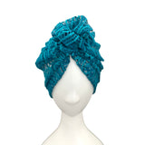 Teal Blue Soft Lace Rosette Turban 