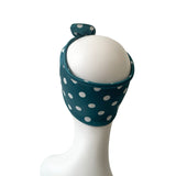 Teal Polka Dot Self Tie Headband Head Wrap