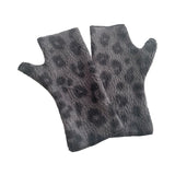 Grey and black leopard print fingerless gloves