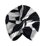 Black and White Colour Block Twisted Turban Hat