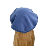 Chunky Denim Blue Fleece Beret for Women