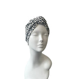 White Patterned Turban Hat for Women 