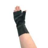 Dark green fingerless wrist warmer gloves