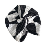 Black and White Colour Block Twisted Turban Hat