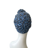 Blue Chain Knot Cheetah Print Turban