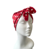 Red Polka Dot Hair Wrap Scarf