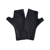 Black fingerless warm fleece driving gloves