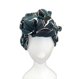 Dark Green Floral Turban Style Hat 