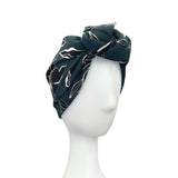 Dark Green Floral Turban Style Hat 