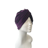 Purple Stretch Velvet Turban Twist Head Wrap