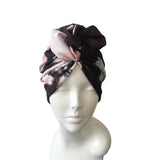 Black Floral Soft Ready Wear Turban