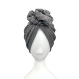 Grey Knit Fabric Rosette Knot Turban Hat 