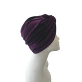 Purple Stretch Velvet Turban Twist Head Wrap