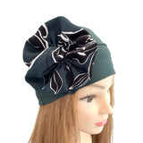 Colourful Cotton Beanie Hat with a Rosette