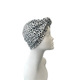 White Patterned Turban Hat for Women 