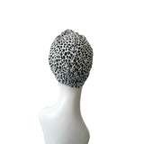 White Patterned Turban Hat for Women 