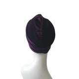 Purple Stretch Velvet Turban Twist Head Wrap