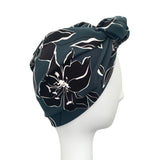 Dark Green Floral Turban Style Hat 