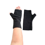 Black fingerless warm fleece driving gloves