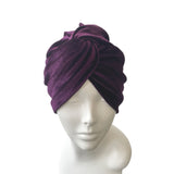 Purple Stretch Velvet Turban Twist Head Wrap