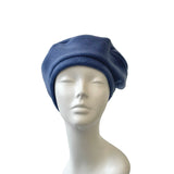 Chunky Denim Blue Fleece Beret for Women