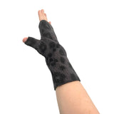 Grey and black leopard print fingerless gloves