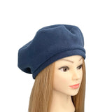 Light Navy Blue Fleece Beret for Women