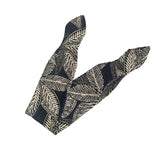 Self Tie Navy and Beige Leaf Print Headband 