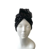 Elegant Stylish Black Sequin Turban Hat