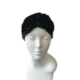 Small Black Studded Velvet Twist Headband