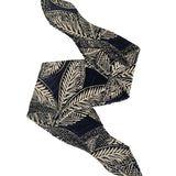 Self Tie Navy and Beige Leaf Print Headband 