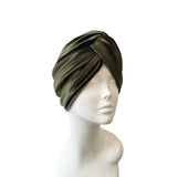 Olive Green Cosy Velvet Turban Hat