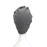 Grey Knit Fabric Rosette Knot Turban Hat 