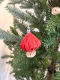 Woodland Velvet Mushroom Christmas Tree Ornaments Set of 6