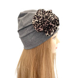 Colourful Cotton Beanie Hat with a Rosette