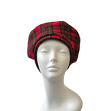 Red Tartan Retro Beret Hat for Women