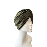 Olive Green Cosy Velvet Turban Hat