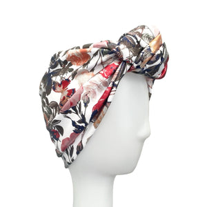 Ready Made White Floral Turban Head Wrap