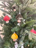 Woodland Velvet Mushroom Christmas Tree Ornaments Set of 6