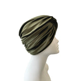 Olive Green Cosy Velvet Turban Hat